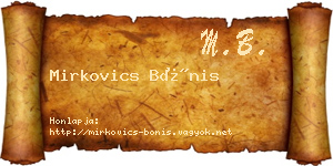 Mirkovics Bónis névjegykártya